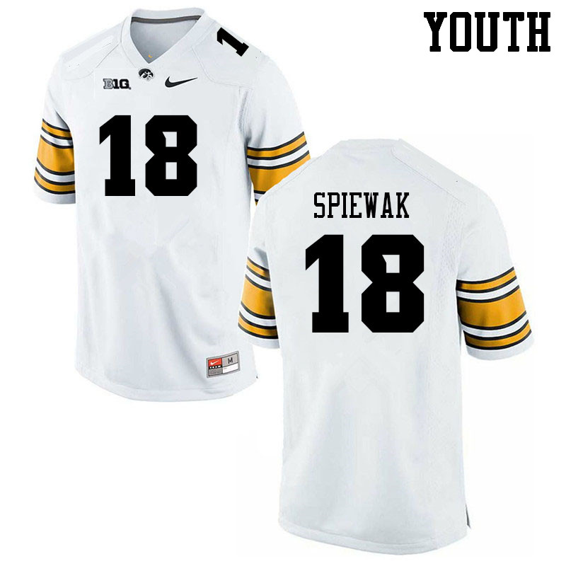 Youth #18 Austin Spiewak Iowa Hawkeyes College Football Jerseys Sale-White - Click Image to Close